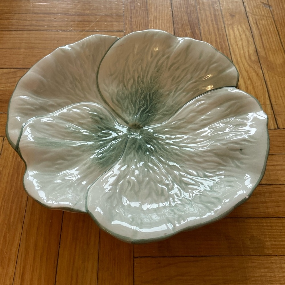 Vintage Italian Pottery Orchid Trinket Dish - Handmade and Hand Painted - MCM